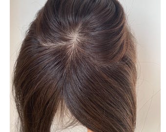 Double-Pass Needle Human Hair Wig, Women's Large Area Hair Net Wig, Cover The Top Of The Head Sparse, White Hair Wig, Custom Wig