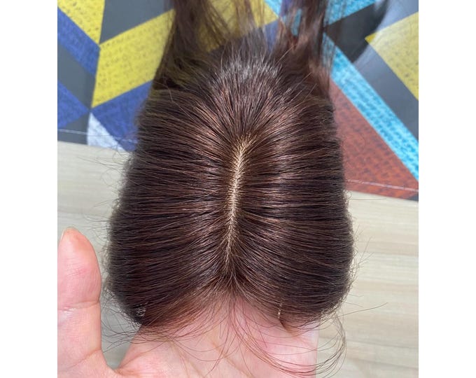 Women's Real Hair Piece,Suitable For Thinning Hair, With Bangs,Can Modify The Face Shape, Full Real Hair Top Hair Piece,Dark Brown Wig Piece