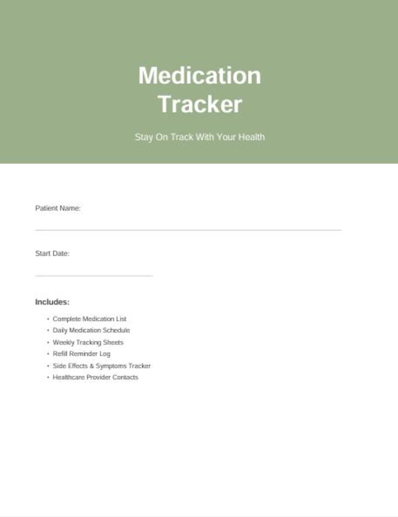 File Header Medication Medication Tracker Printable: Daily Pill Schedule, Refill & Side Effect ...