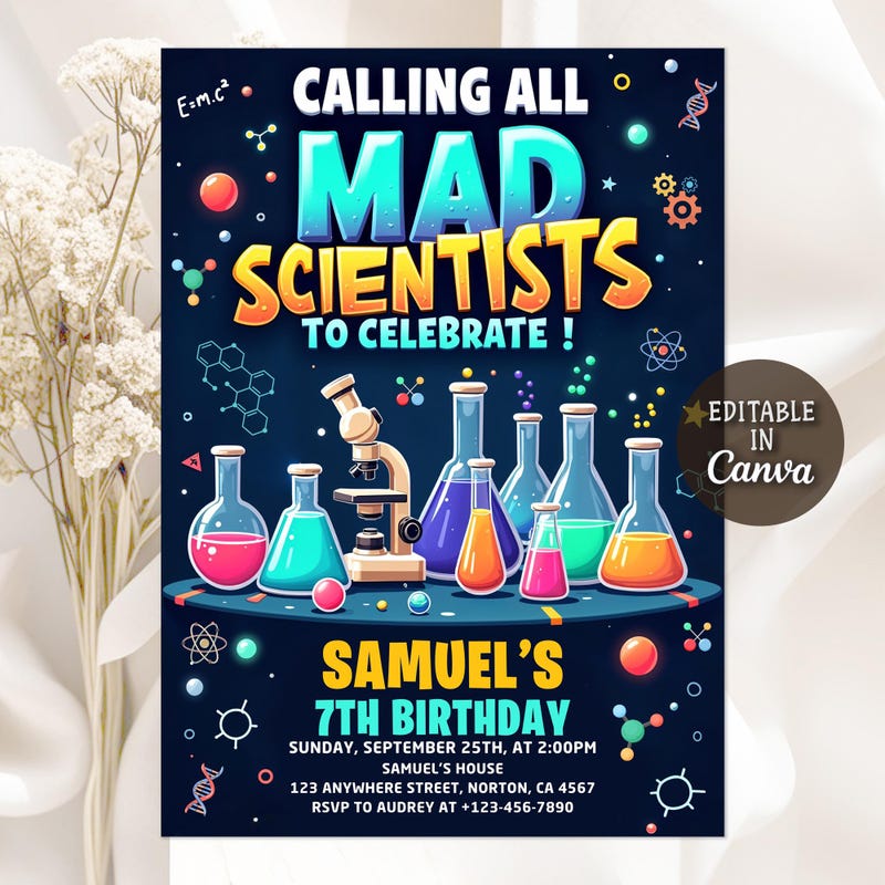 Science Invitation Abstract Science Invitation - Etsy