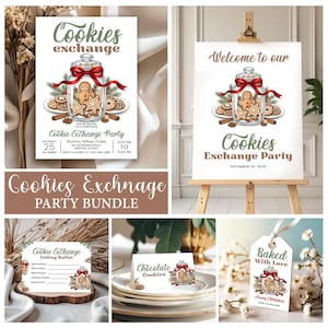 Christmas Cookie Exchange Invitation, Holiday Cookie Party Package, Cookie Swap Christmas Bundle, Gingerbread Baking Invite, Editable Canva