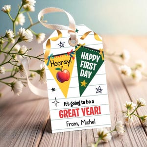 First Day Of School Gift Tag, Back To School Gift Tag For Teacher, New Teacher Gift, Teacher Appreciation Tag, Editable Canva Template