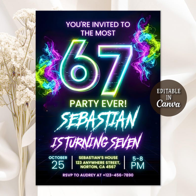 Bruh you in invite,Bruh 6-7,Graffiti 6-7,6 7 Birthday Invite,6-7 Meme Invitation,bruh birthday invite,7th Birthday,Six Seven Party,Six to Seven,Now I'm 7,Street art party,viral meme,gen alpha birthday,Neon birthday party,7th birthday,tween bday invite,tween slang,Neon Graffiti Jump,Graffiti card,brainrot meme,graffiti invite,6 7 meme,meme birthday,funny number,six seven birthday,six seven,gen alpha,6 to 7 Birthday