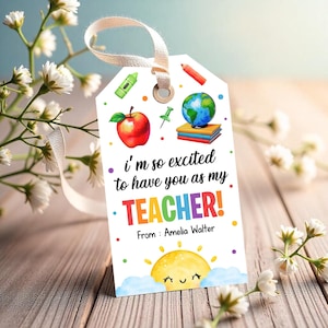 First Day Of School Teacher Gift Tag, Back To School Gift Tag For Teacher, New Teacher Gift Tag, Teacher Appreciation Tag, Editable Canva