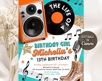 Life Of A Birthday Girl Invitation, Showgirl Invite, Showgirl-Era Party, In My Birthday Era Invitation, Karaoke Party Invite, Editable Canva