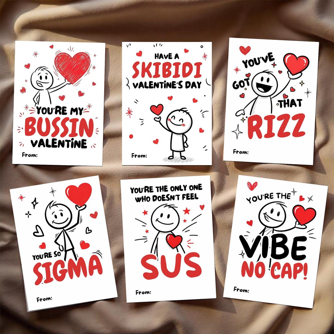 Kids Funny Slang Valentine’s Day Cards, Slang Meme Valentine's Cards ...