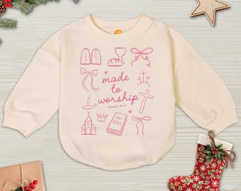 Babyrompertje met christelijke tekst, babybody met strik, babyoutfit voor de eerste verjaardag.