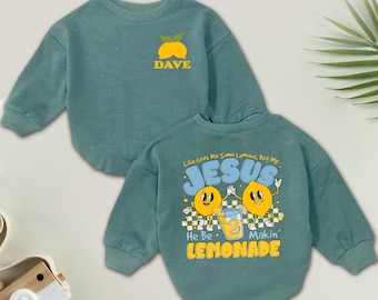 Rompertje met gepersonaliseerde naam "Life Gave Me Some Lemons" (Het leven gaf me wat citroenen), Bijbelvers voor peuters, christelijk, geloofsgeïnspireerd babyoutfitje met citroensap.