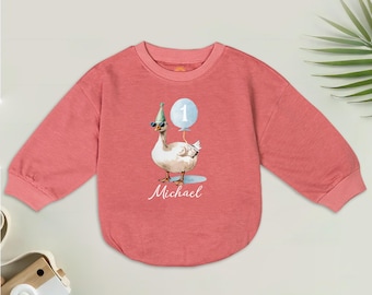 Custom One Silly Goose Birthday Romper, Gift for Boy for Girl, Blue Goose 1st Birthday Bodysuit, Fall Goose Clothes, Cute Goose Baby Gift
