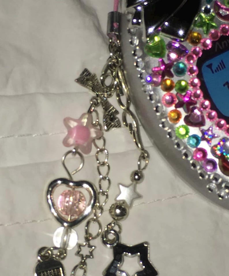 DIY Kawaii Flip Phone Keychain Kit, personalised keyring, Brush & Mirror, Y2K Accessory image 7