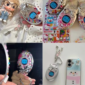 DIY Kawaii Flip Phone Keychain Kit, personalised keyring, Brush & Mirror, Y2K Accessory image 5