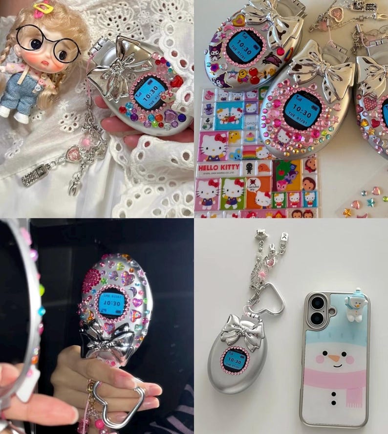 DIY Kawaii Flip Phone Keychain Kit, personalised keyring, Brush & Mirror, Y2K Accessory image 5