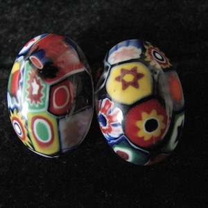 Vintage earrings mosaic hand blown glass - clip-on&#39;s