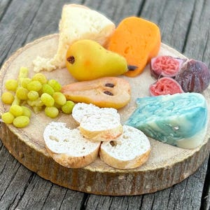 Dollhouse Miniature - Meats And Cheeses On White Plate, 1:12 Scale For Dollhouse Decor