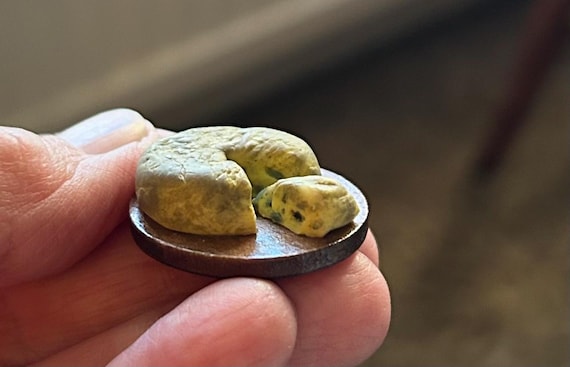 Miniature Cropwell Bishop Stilton cheese for 12th scale dollhouse by Wyrdworldminiatures