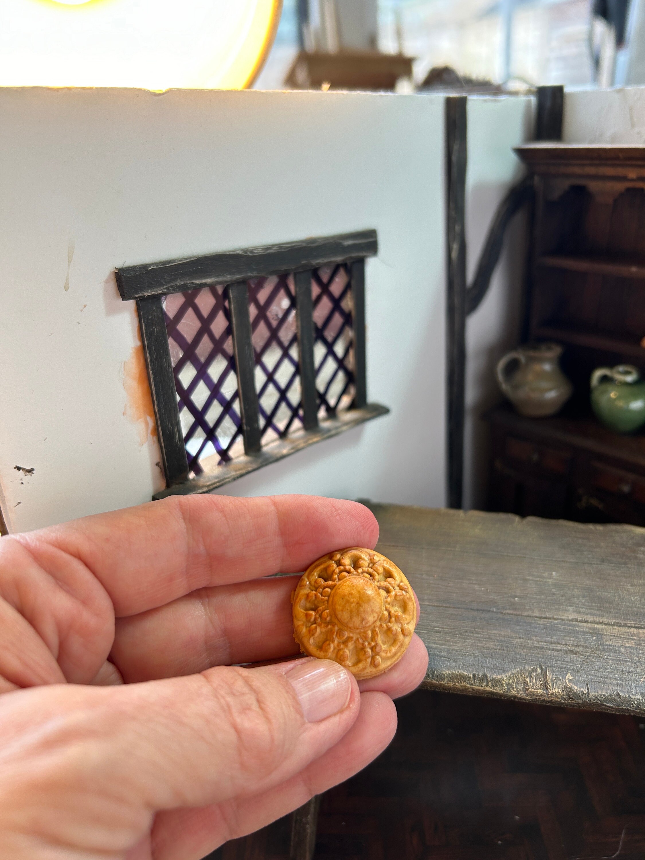 One Inch Miniatures Miniature Tudor Pie Hand Made 1/12 Dolls House 1 Inch Dollhouse Scale ...