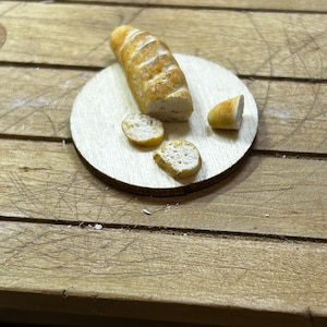 Cut French stick batton bread 1/12 dolls house scale miniature hand made 1” dollhouse food