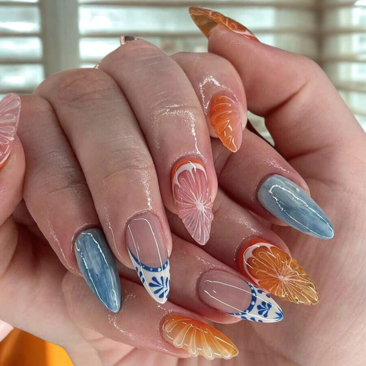 Soft Gradient Bloom Acrylic Nails