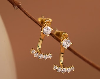 Sterling Silber Ohrring Jacke, CZ Diamant Ohrstecker, Vorderseite Rückseite Ohrringe, hypoallergen, Muttertagsgeschenk für Mama, Geschenk für Oma, Nana, Mimi