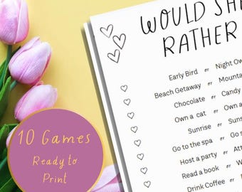 Wedding/Bachelorette/Bridal Games - Over or Under, Shoe Game, Who Knows Her Best, Find The Guest, Kisses, Would She Rather, Where Were We?