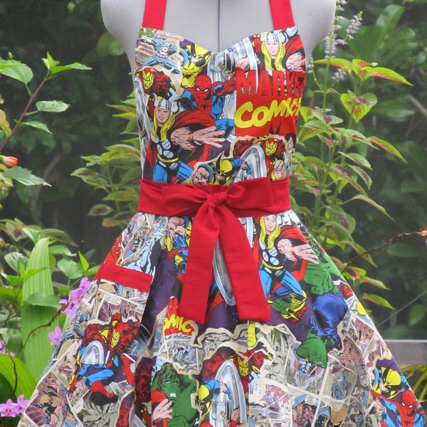 Marvel Comic Action Heros Apron-Vintage- Full of Twirl Flounce-Limited Edition