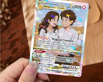 Personalized Anniversary Poke Card, Custom Photo Anime Wedding Card, Anniversary Gift, Custom Card for Couple, Gift for Him, Gift for Her
