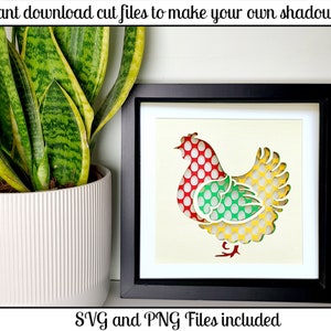 Frango - arquivos de corte SVG e PNG da caixa de sombra