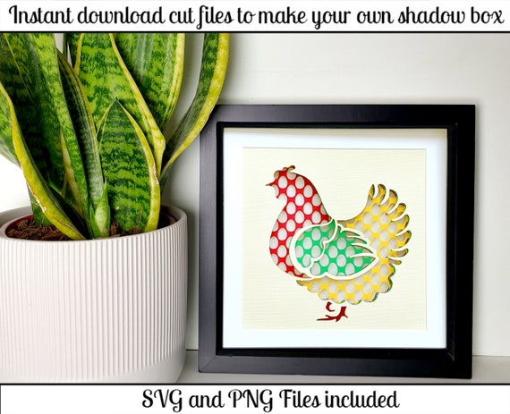 Chicken - shadow box SVG and PNG cut files