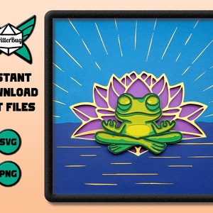 Sapo de meditação da atenção plena - arquivo de corte de caixa de sombra SVG/PNG