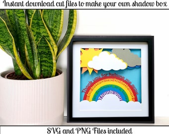 Thank you Rainbow - SVG and PNG cut files for shadow box