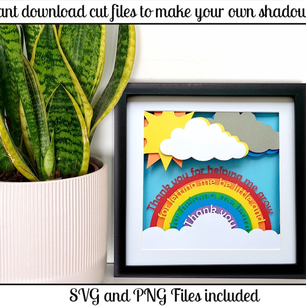 Thank you Rainbow - SVG and PNG cut files for shadow box Thank you Rainbow - SVG and PNG cut files for shadow box