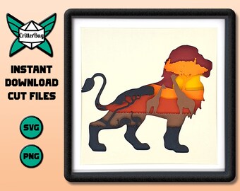 Lion Safari - SVG and PNG cut files for shadow box