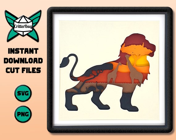Lion Safari - SVG and PNG cut files for shadow box