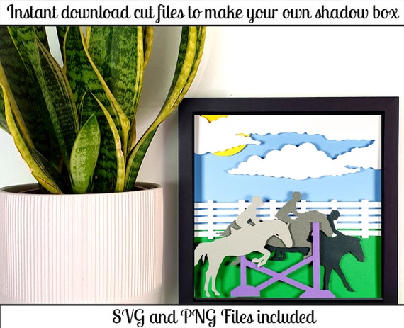 Horse Jumping - SVG and PNG cut files for shadow box