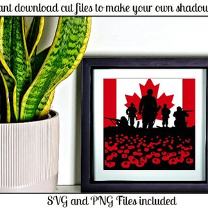 Lest We Forget Canada - Fichiers coupés SVG et PNG pour la boîte d’ombre