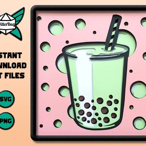 Bubble Tea - Shadow Box SVG Archivos