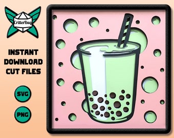 Bubble Tea - Shadow Box File SVG