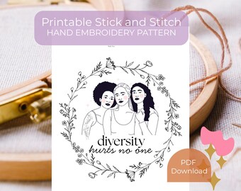 Feminist Hand Embroidery Patterns | PDF Download Printable | Feminist, Smash the Patriarchy, Diversity