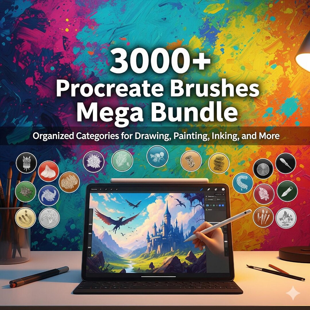 3000+ Procreate Brushes Mega Bundle - Organized Categories for Drawing ...