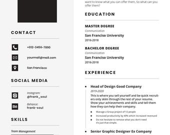 CV Template 2026 | Word, Adobe Illustrator, EPS | Instant Etsy Download