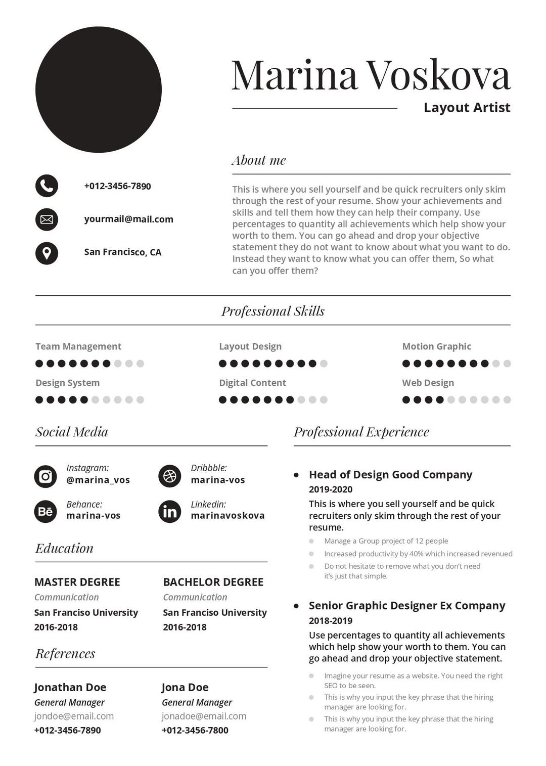 CV Template 2026 Word Adobe Illustrator EPS Instant Etsy Download 