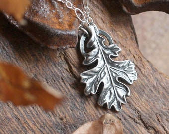 Silver Oak Leaf Necklace, Oakleaf, Nature Pendant, Autumn, Fall, Strength, Forest, Tree Jewelry