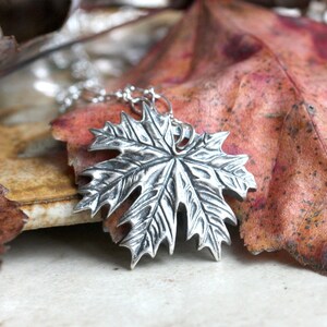 Silver Maple Leaf Pendant, Hand Sculpted Fine Silver Sycamore Necklace, Botanical Art Jewelry, Nature Lover Gift