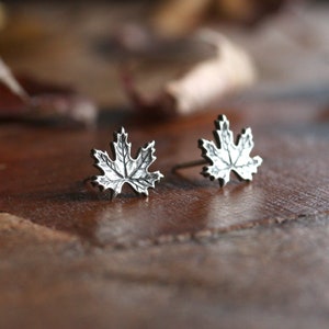 Silver Maple Leaf Earrings, Sycamore Studs, Woodland Posts, Forest Jewelry