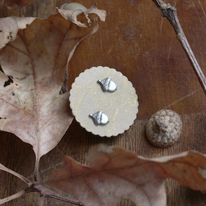 Silver Acorn Stud Earrings, Woodland Botanical Jewelry