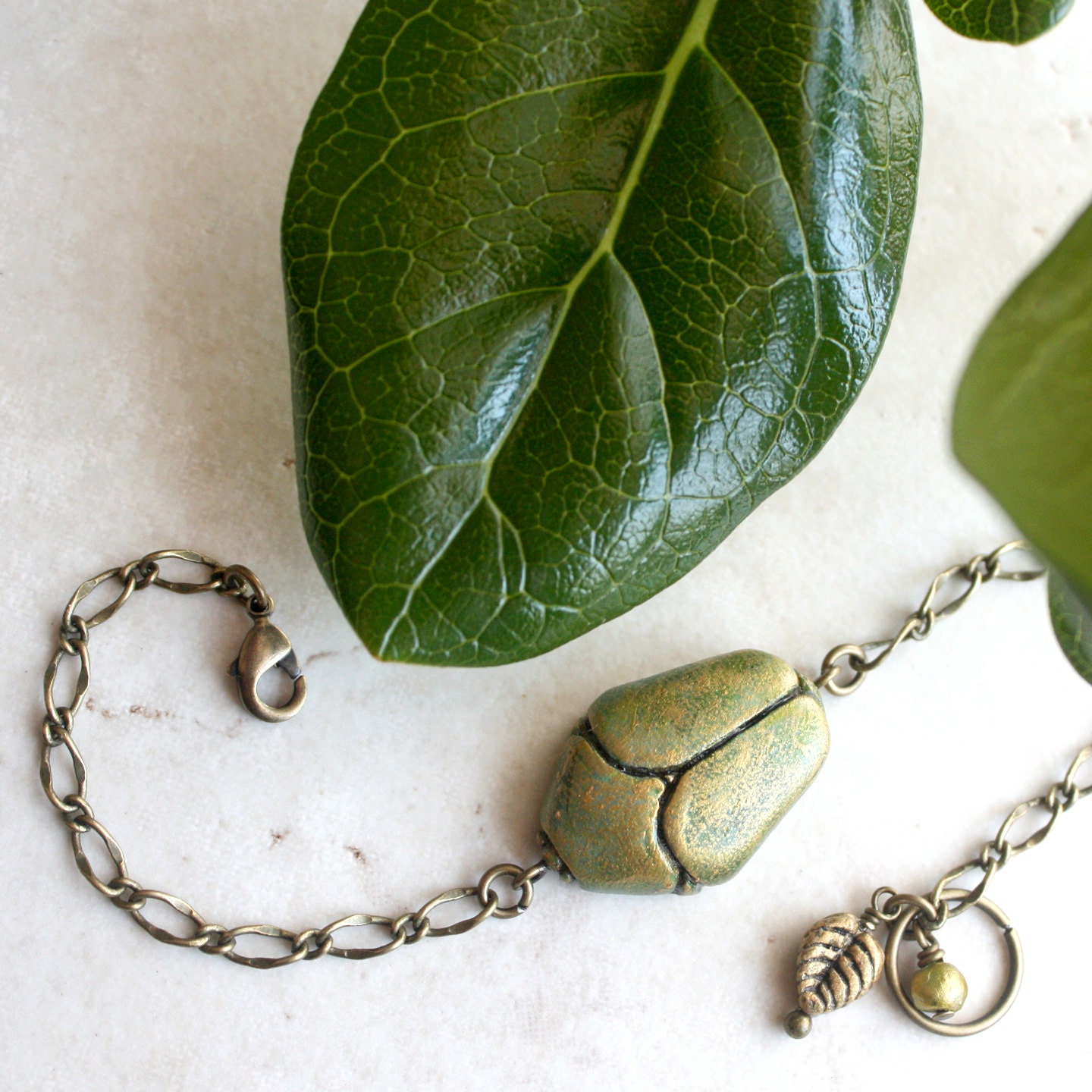 June Bug Bracelet Insect Jewelry Green Bug Bracelet Nature Etsy