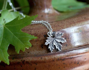 Silver Maple Leaf Charm, Sycamore Necklace, Tree Lover Gift