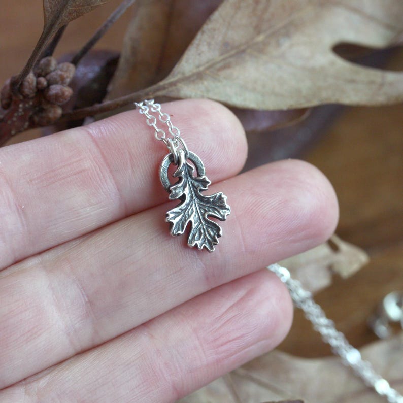 Silver Oak Leaf Charm, Oakleaf Pendant, Forest Jewelry image 8