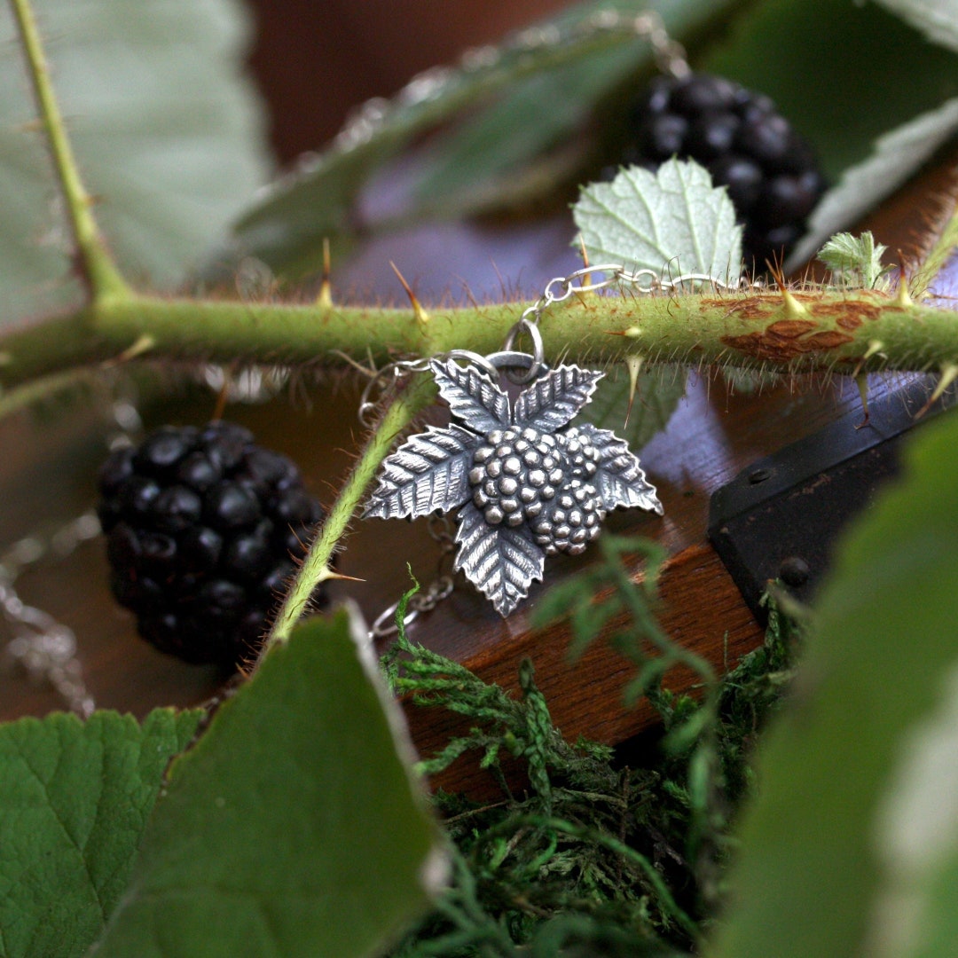 Silver Raspberry Silver Blackberry Necklace, Sculpted Raspberry Pendant, Woodland ...