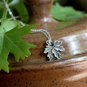 Silver Maple Leaf Charm, Sycamore Pendant, MapleLeaf Necklace, Artisan Jewelry for Nature Lovers, Tree Lover Gift